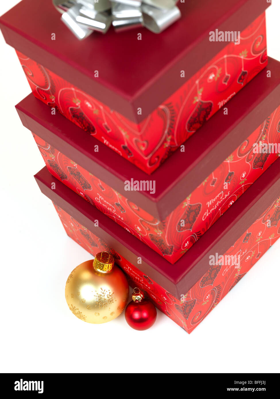 Christmas gift boxes isolated against a white background Stock Photo ...