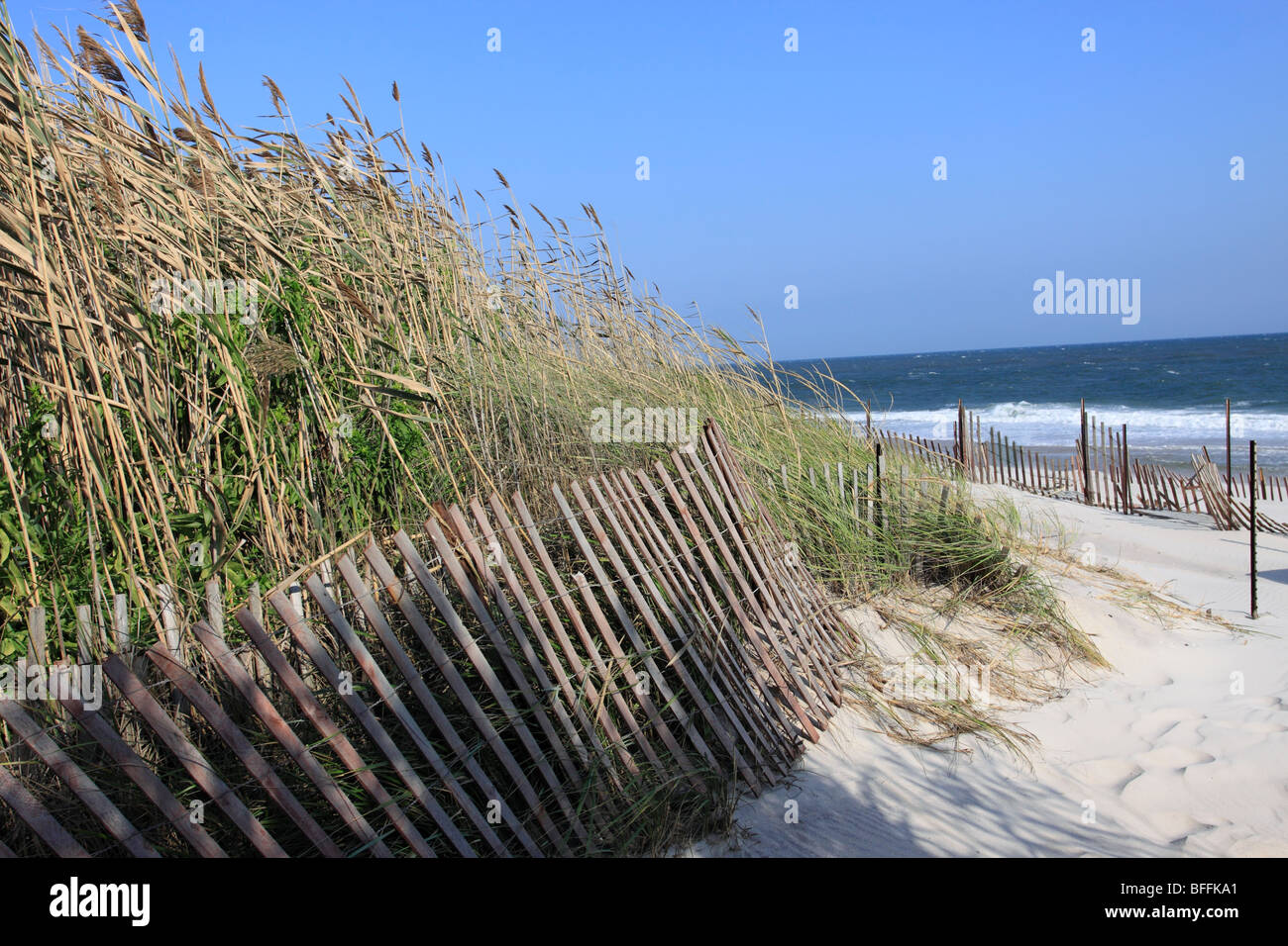 Atlantic Ocean at Smith Point Beach, Long Island, NY Stock Photo