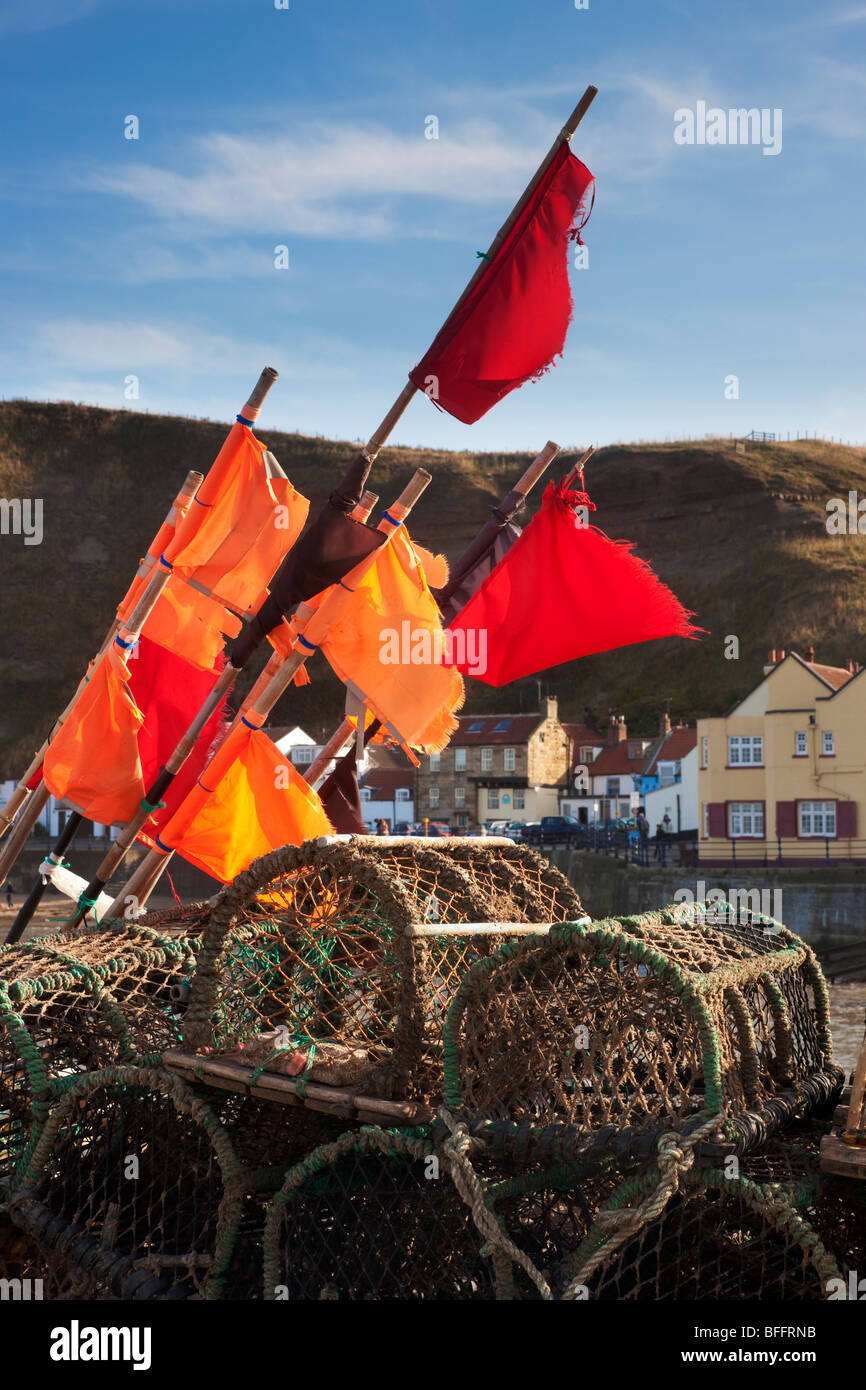 Crab pots, Staithes, North Yorkshire fishing and holiday village Stock