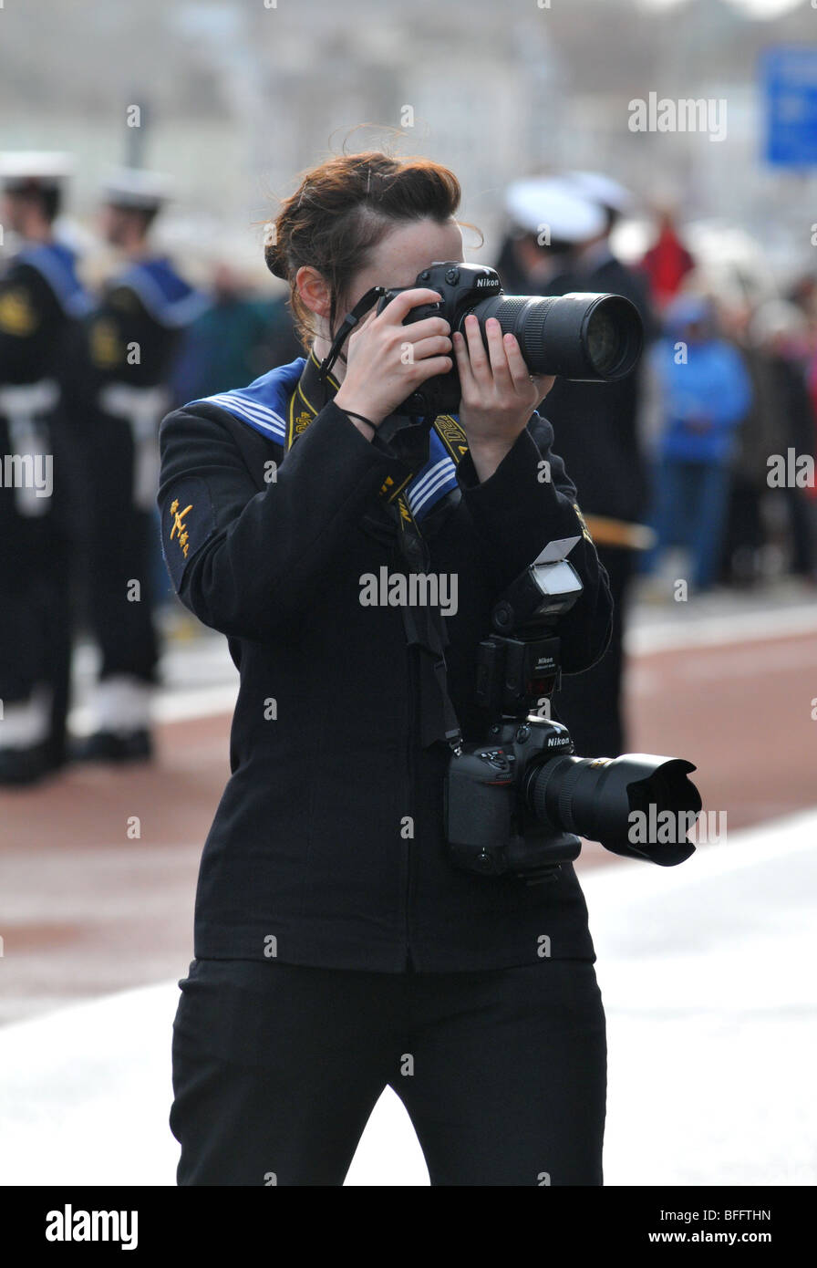 Navy photographer Stock Photo