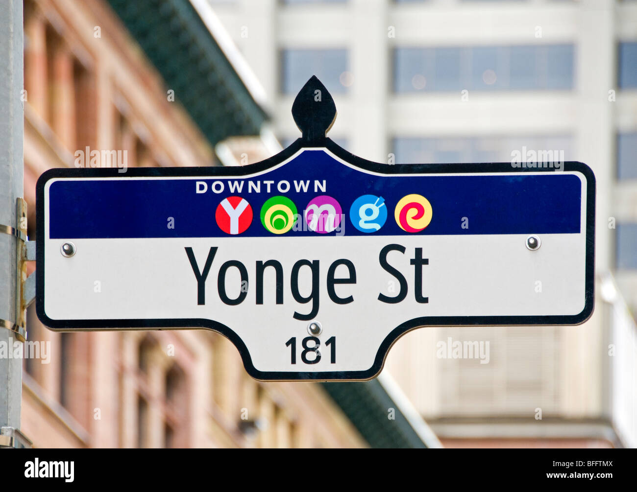 Yonge Street Sign in Downtown Toronto, Toronto, Canada, Ontario, North America Stock Photo