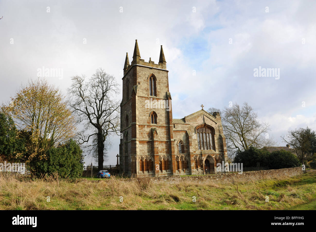 The west front of Priory Church at Canons Ashby in Northamptonshire England Uk Stock Photo