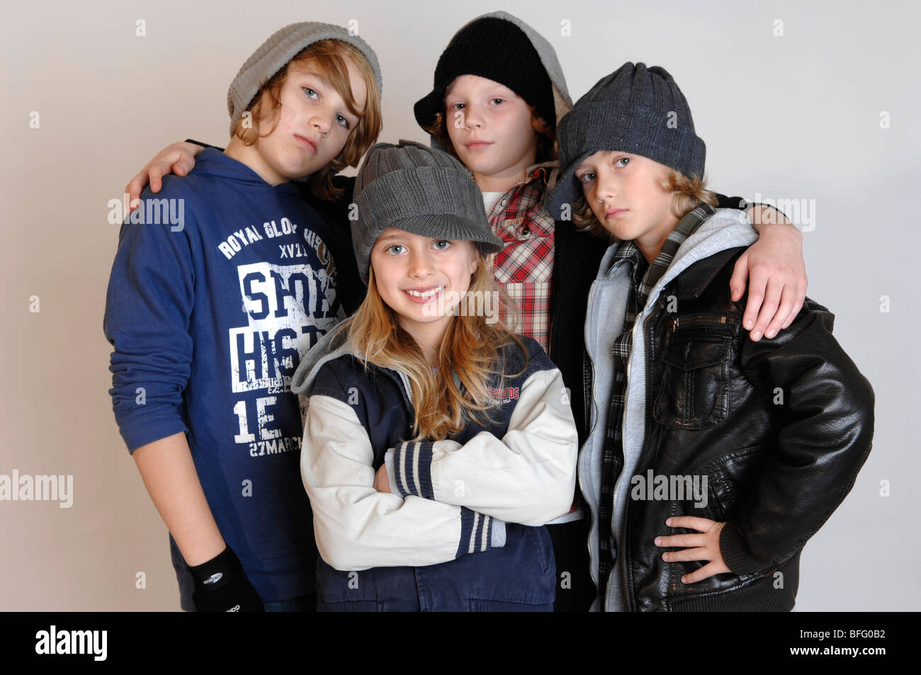 Group four kids one girl hi-res stock photography and images - Alamy