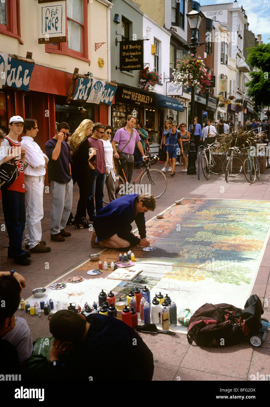 UK, England, Sussex, Brighton, Lanes, Serge Ramos, pavement artist at