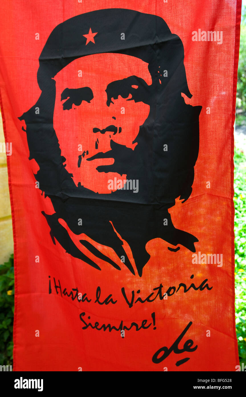 Banner of communist icon Che Guevara, Cuba Stock Photo