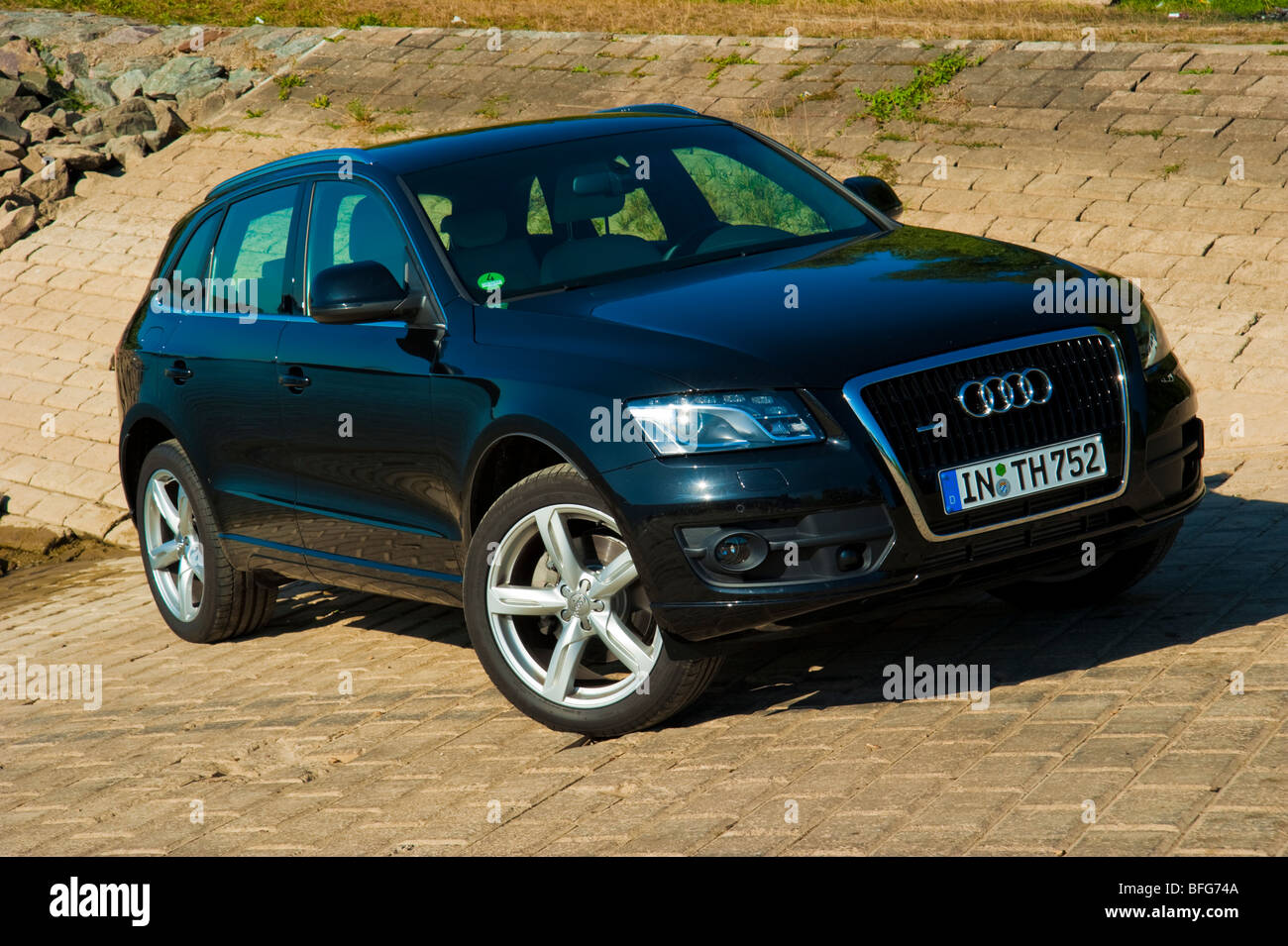 Audi Q5 in black front 3/4 view Stock Photo