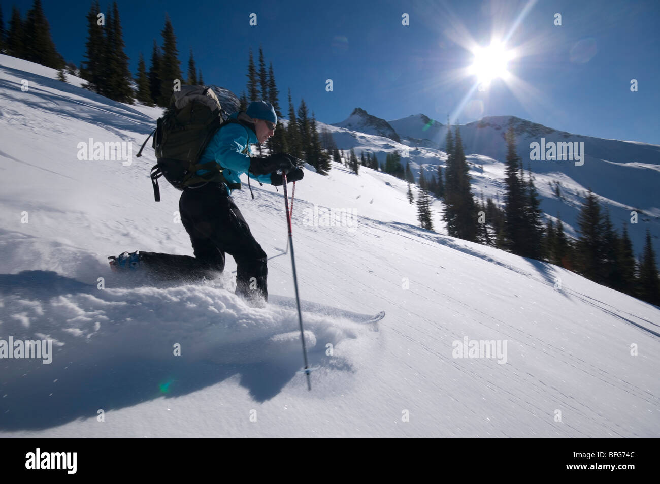 Backcountry skiing in Kokanee Glacier Provincial Park. Nelson, British