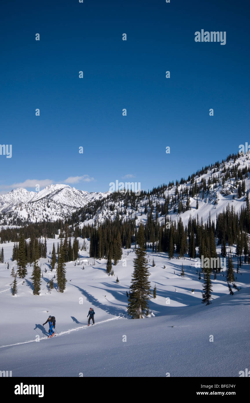 Backcountry skiing in Kokanee Glacier Provincial Park. Nelson, British