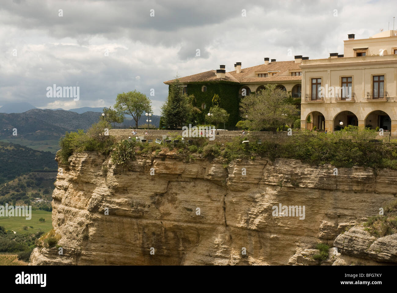 Hotel built on cliff tops at Ronda, Spain Stock Photo
