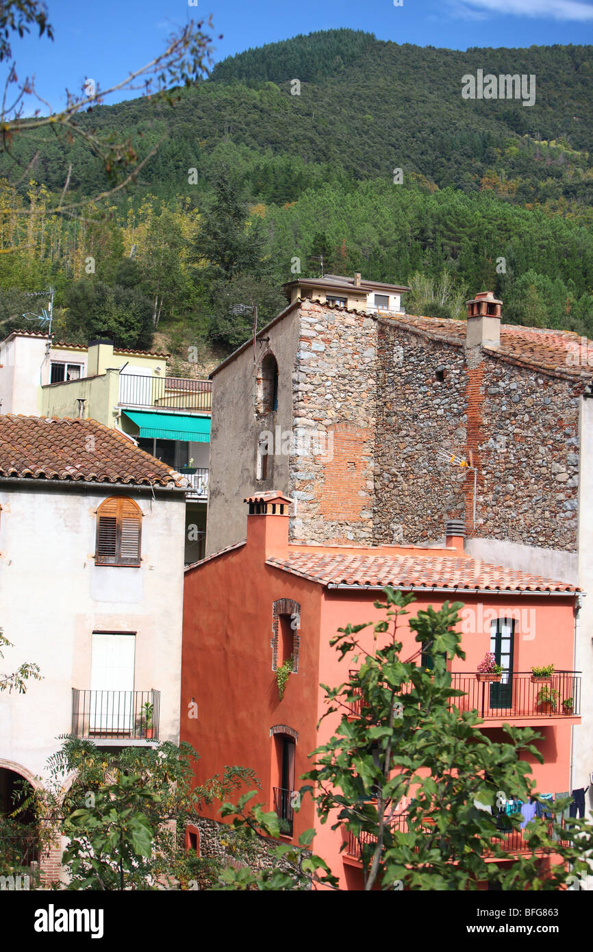 Spain, Cataluna, Catalonia, Catalunya, Costa Brava, in the mountains mountain village of Osor Stock Photo