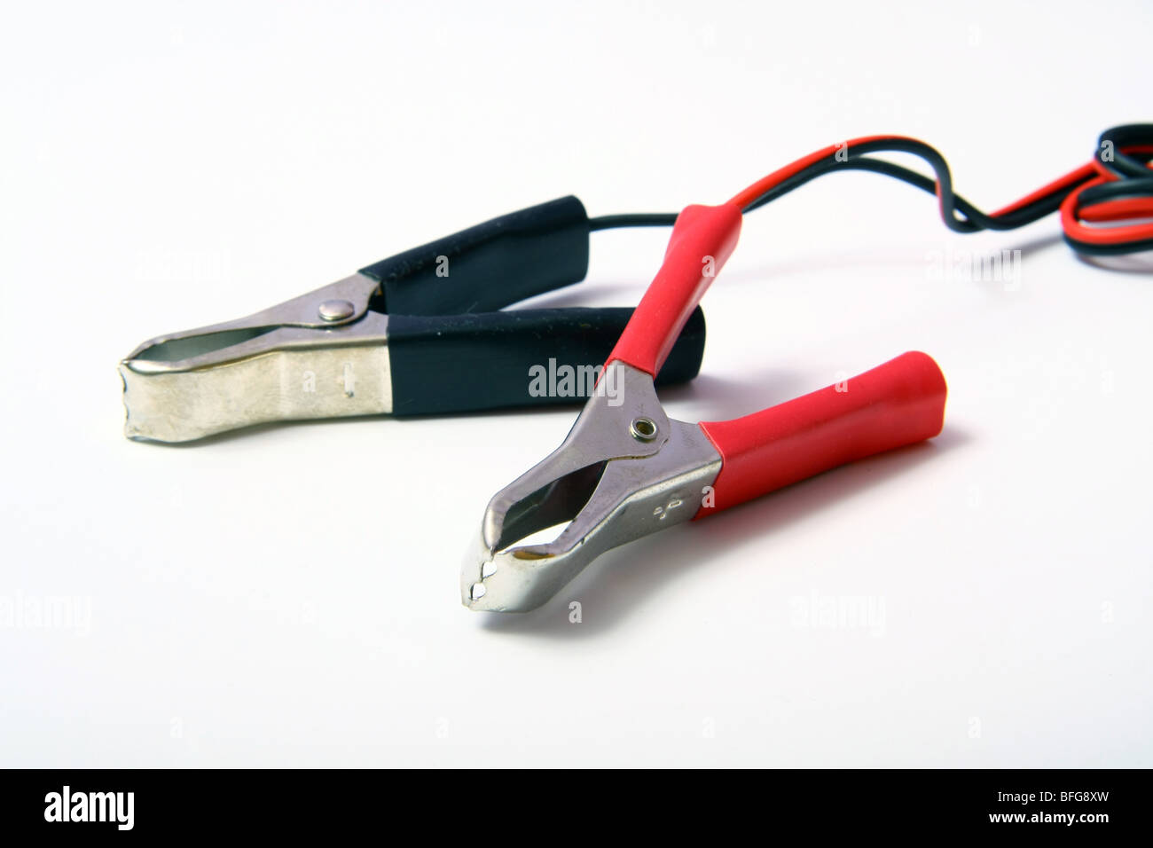 Red and black starting cables Stock Photo Alamy