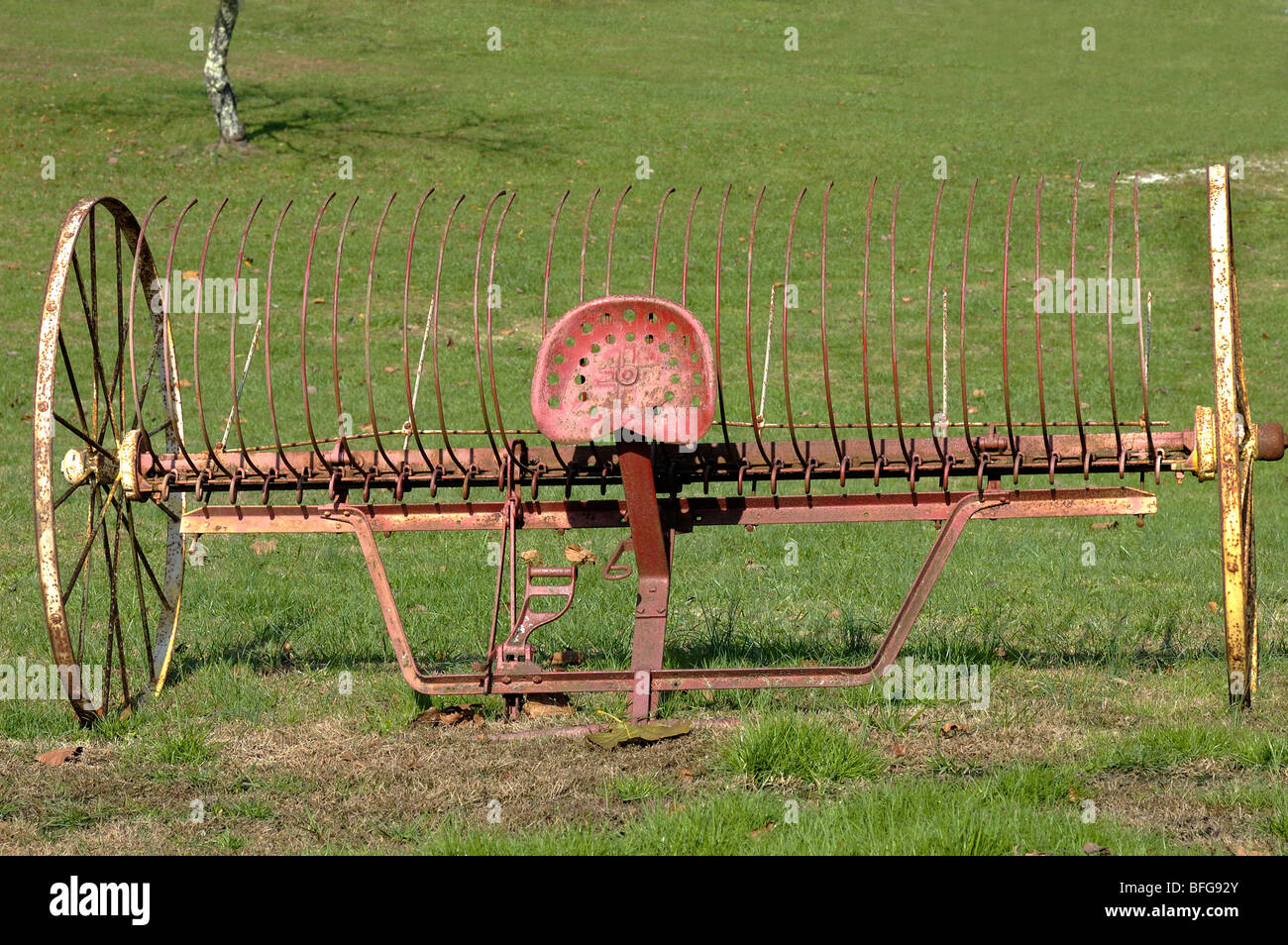 Vintage hay rake at the Gladie Creek Historic Site, Red River