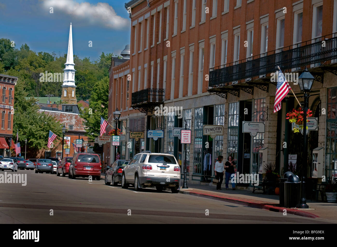 Shops along the street in the historic downtown of Galena, Illinois a