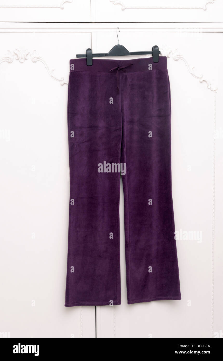 purple velvet trousers womens