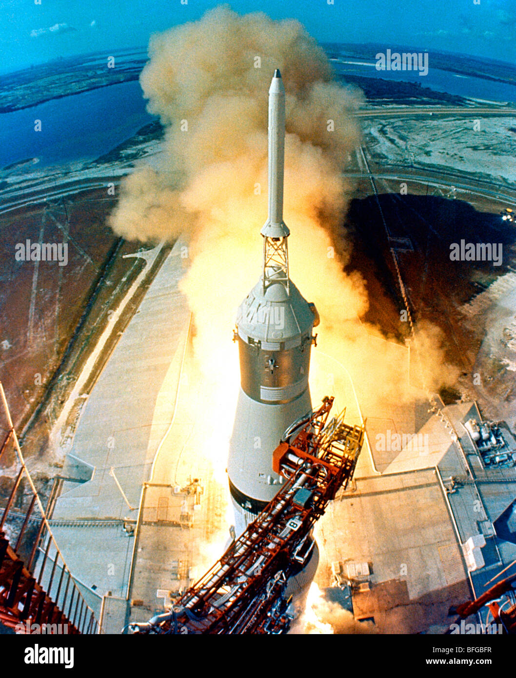 Apollo 11 Launch, Saturn V rocket Stock Photo