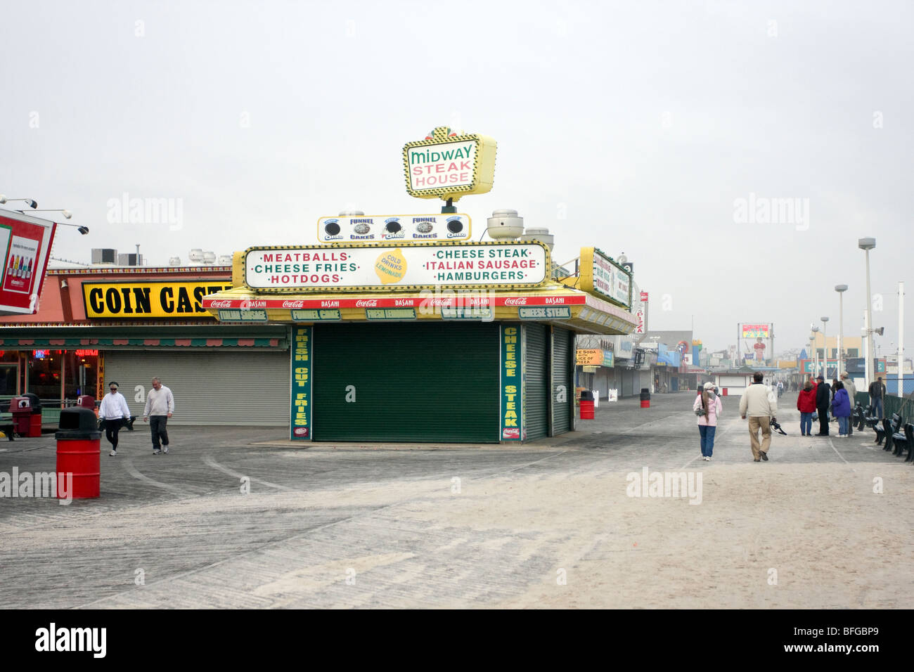 Seaside Heights boardwalk activity after Hurricane Ida Stock Photo