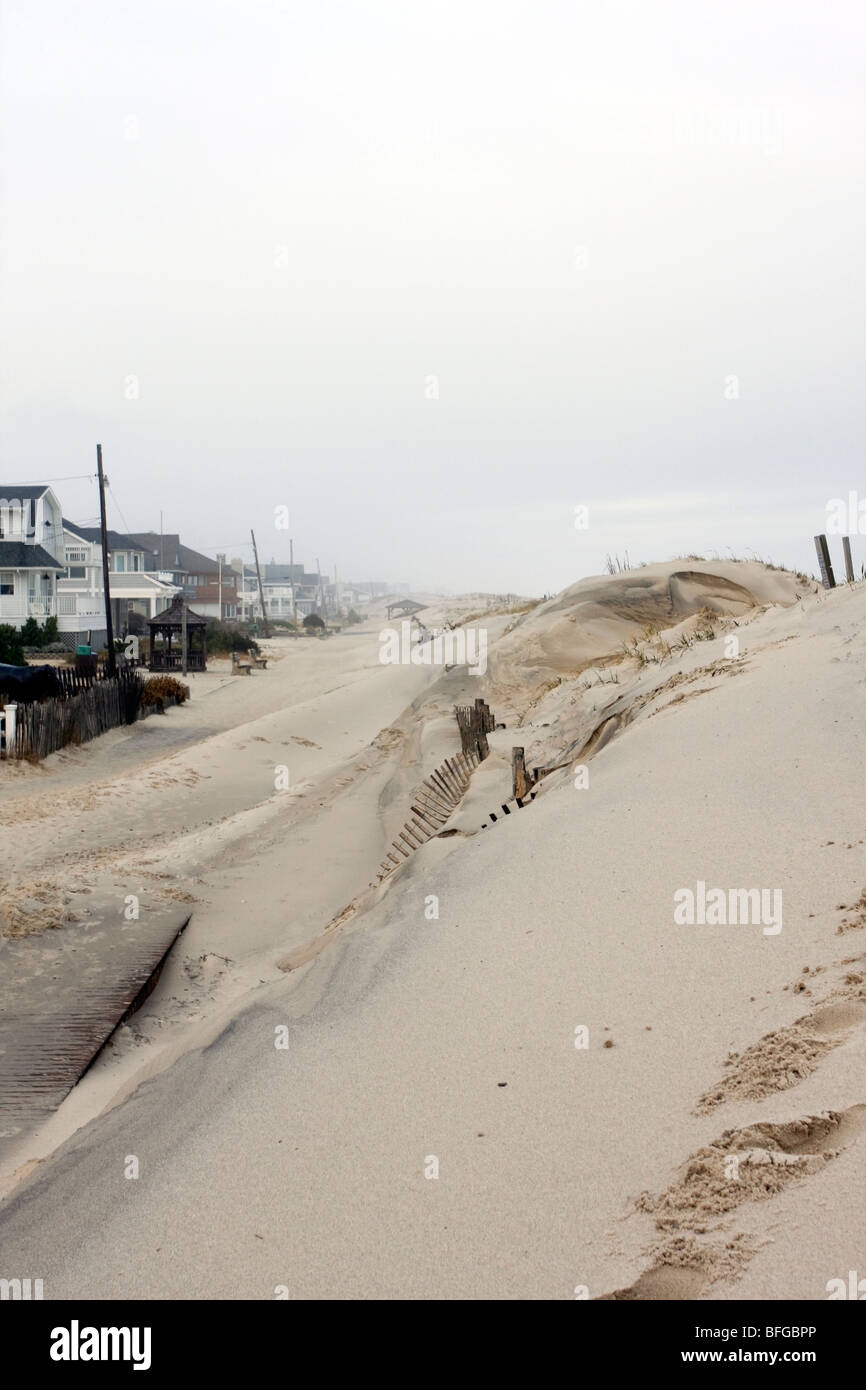Hurricane Ida beach erosion, Lavalette, NJ. boardwalk Stock Photo Alamy