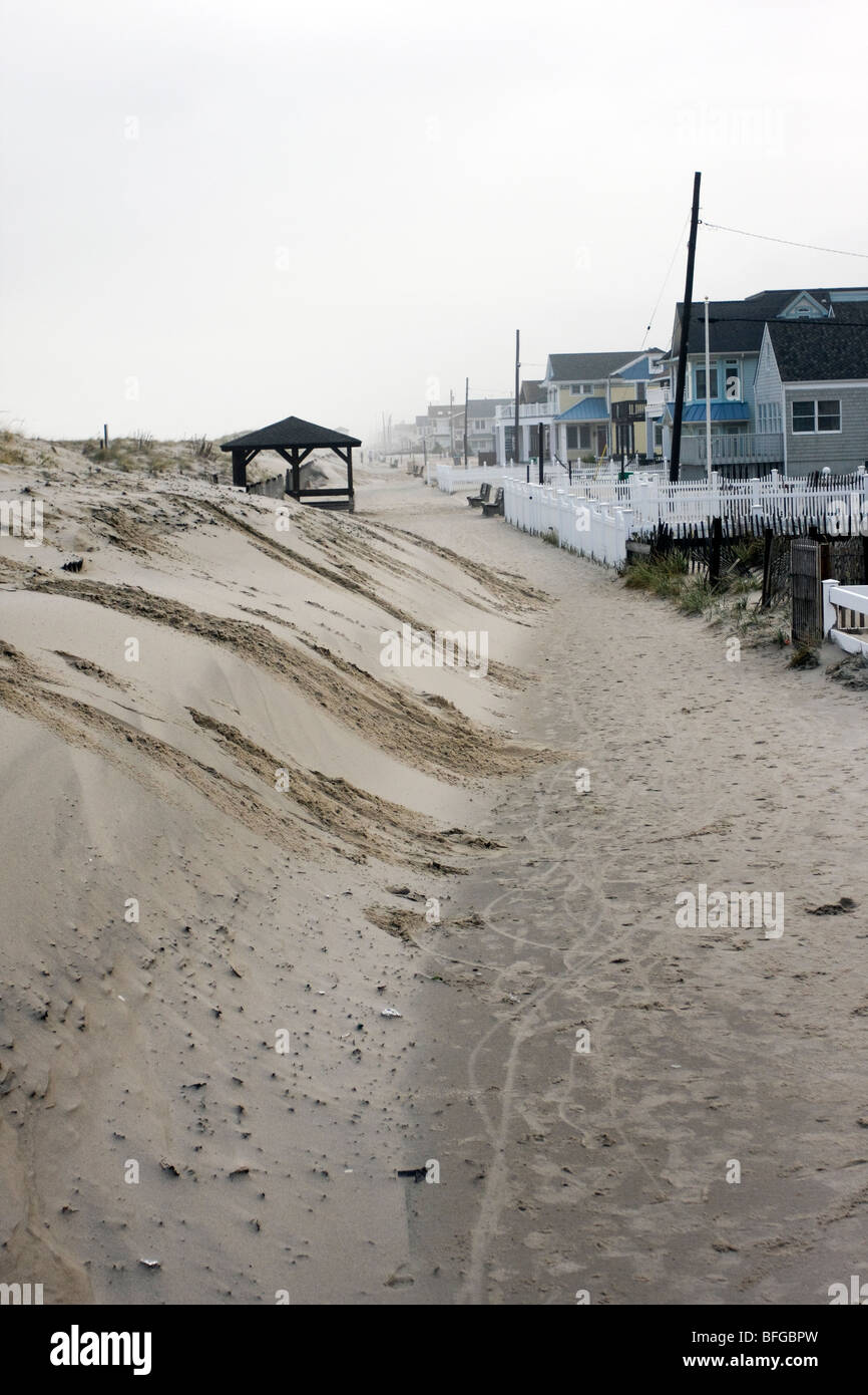 Hurricane Ida beach erosion, Lavalette, NJ. boardwalk Stock Photo Alamy