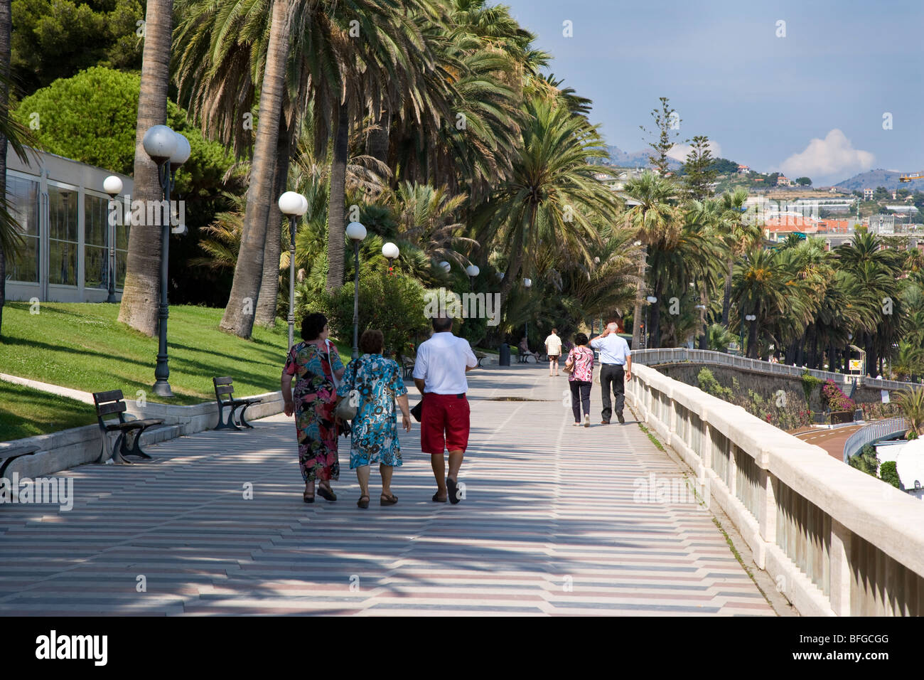 Pedestrianised walk in SanRemo, Liguria, Italy Stock Photo