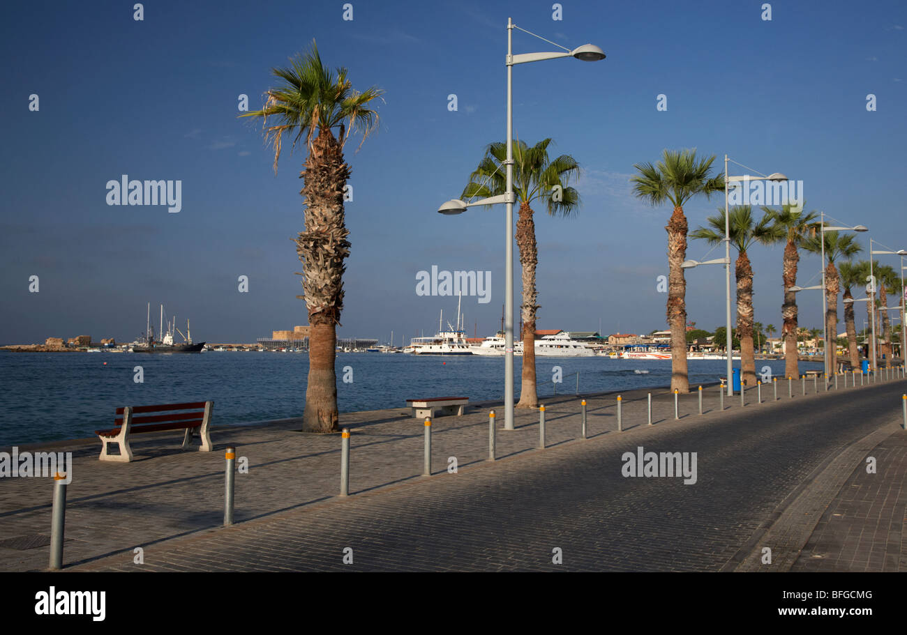 kato paphos seafront promenade leading to the harbour republic of cyprus europe Stock Photo
