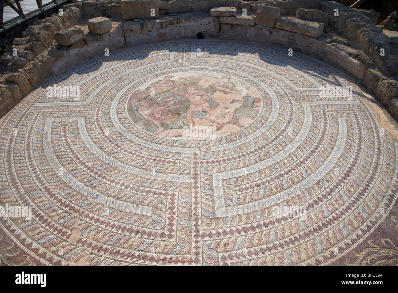 mosaics on the floor of the house of theseus roman villa at paphos archaeological park republic of cyprus europe Stock Photo