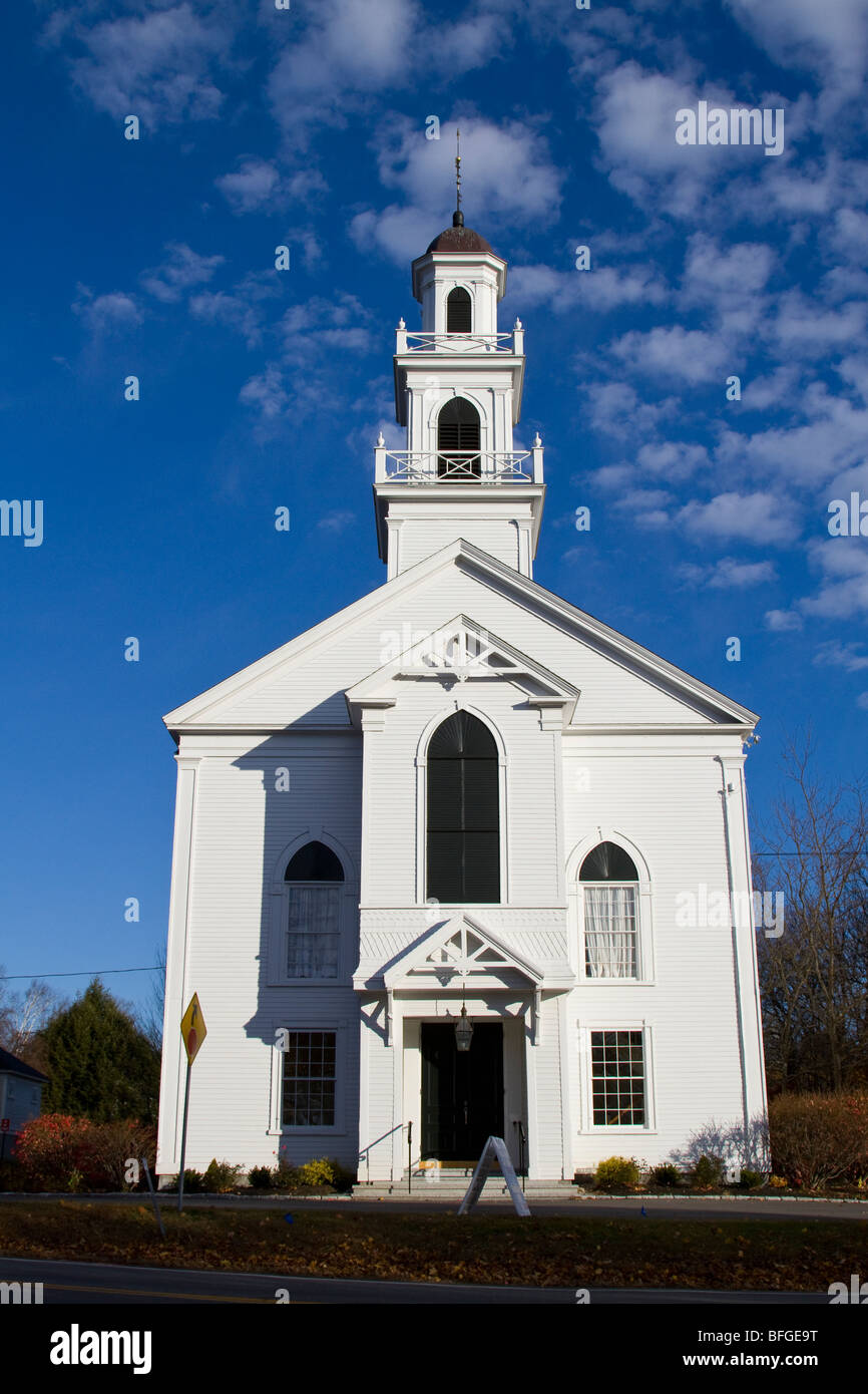 Typical New England White, Wooden Church, North Hampton, New Hampshire
