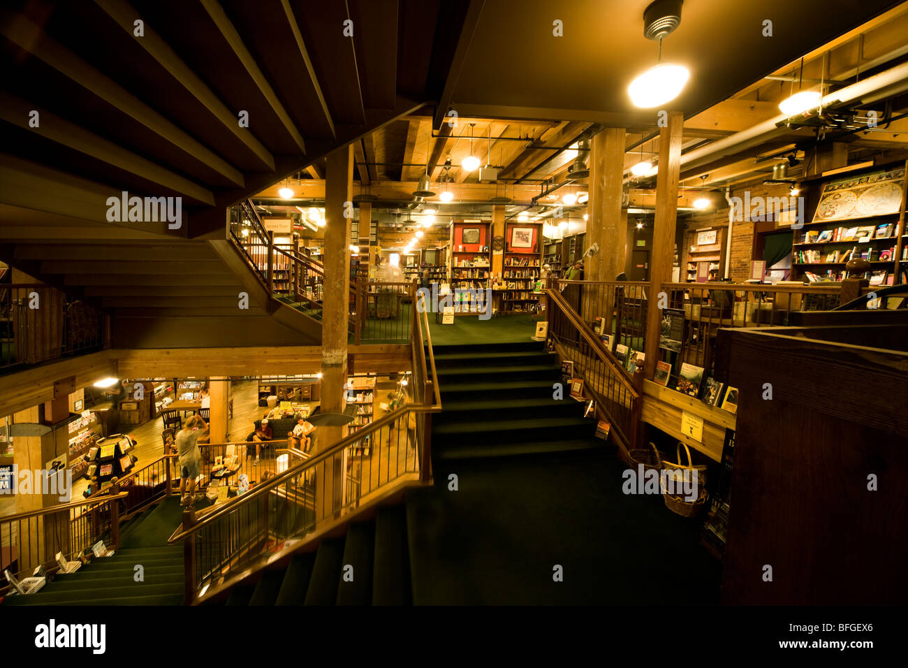 Interior of the historic Tattered Cover Bookstore in the restored Morey Mercantile Building in Denver's LoDo: lower downtown. Stock Photo
