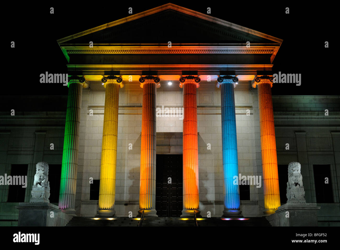 Night shot of Minneapolis Institute of Art. Stock Photo