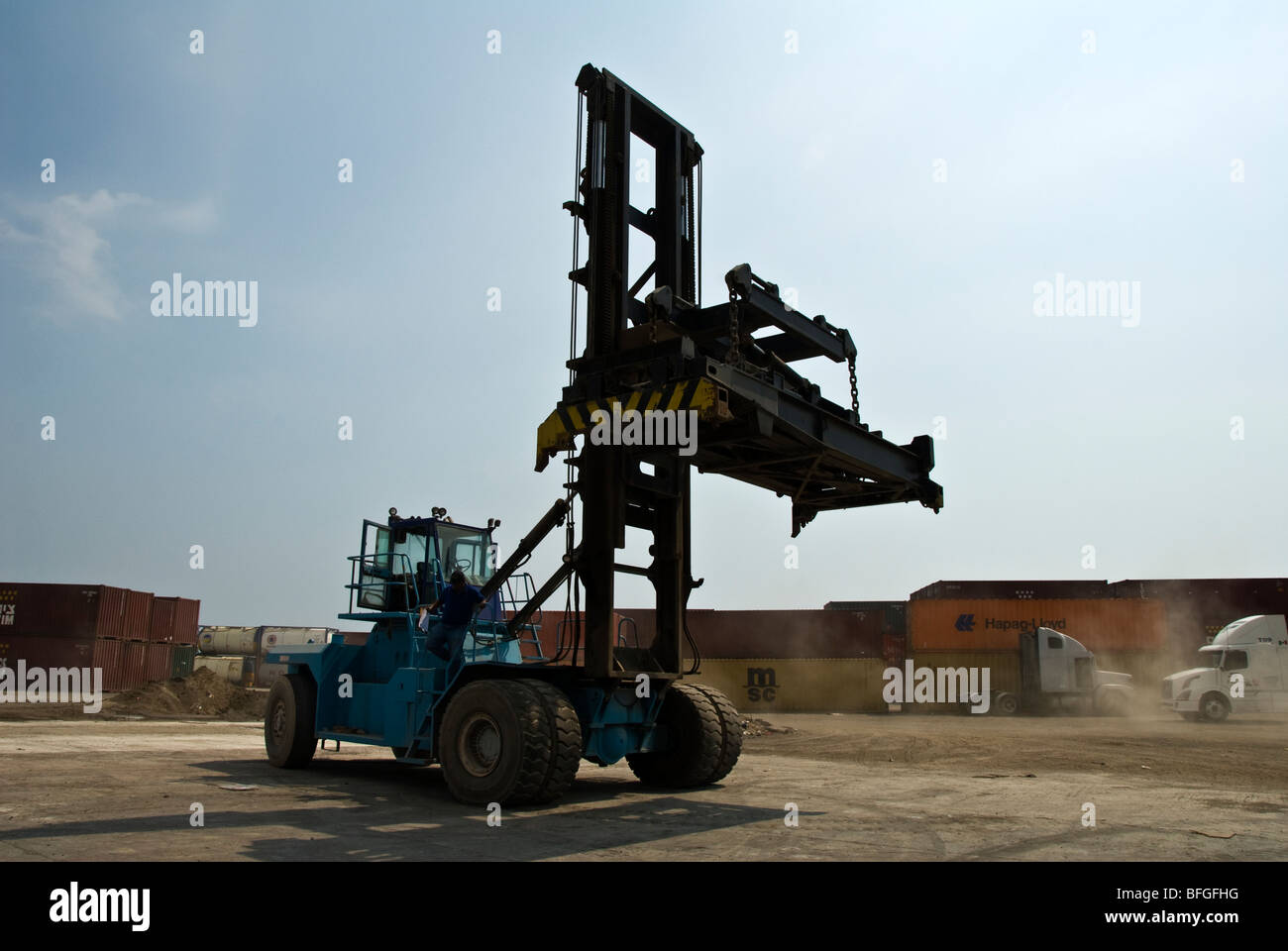 a crane for lifting cargo containers Stock Photo