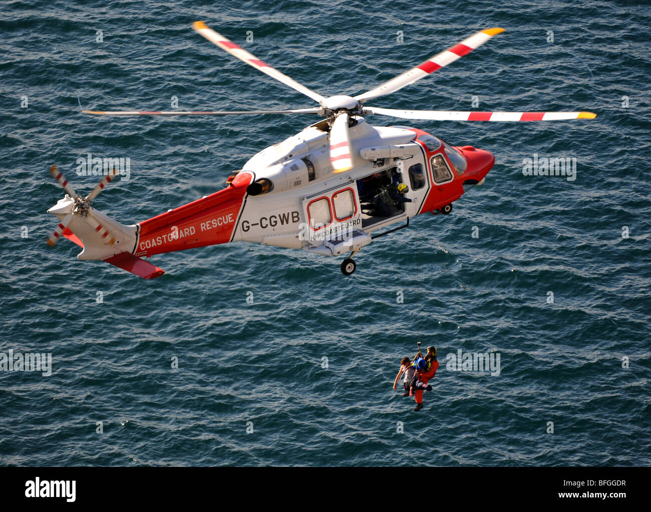 Augusta Westland AW139 Search and Rescue Coastguard Helicopter, Portland, Dorset, Britain, UK Stock Photo