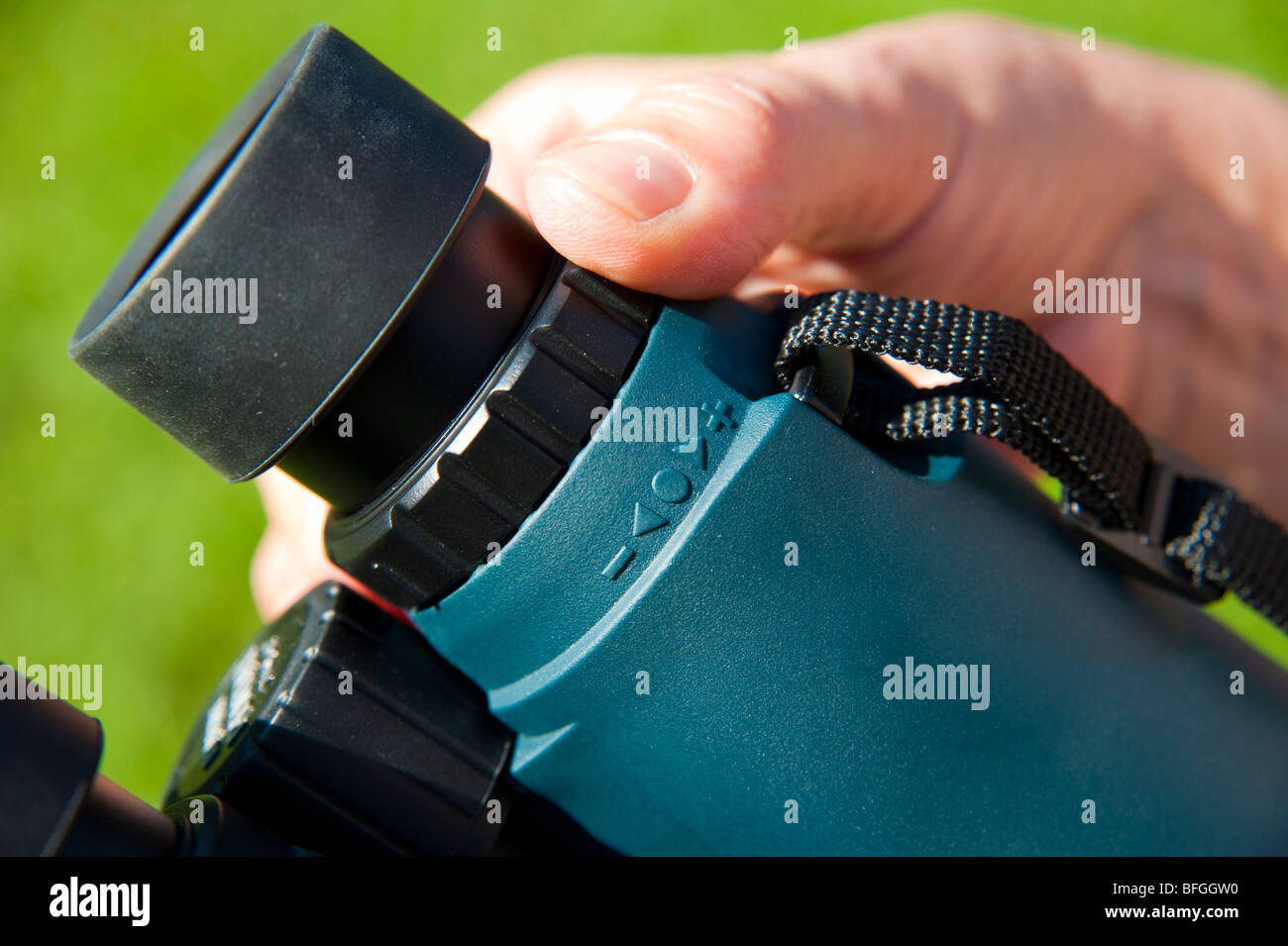 Adjustment of Pentax marine binoculars Stock Photo