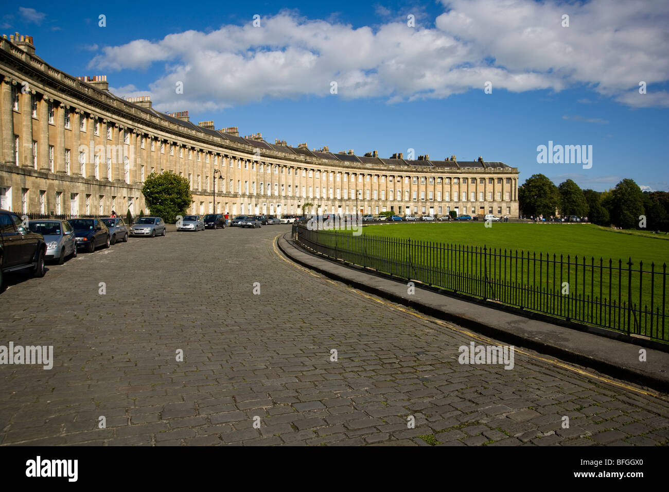 Historic terraced houses in The Royal Crescent, World Heritage City, Bath, Somerset, England, UK, Stock Photo