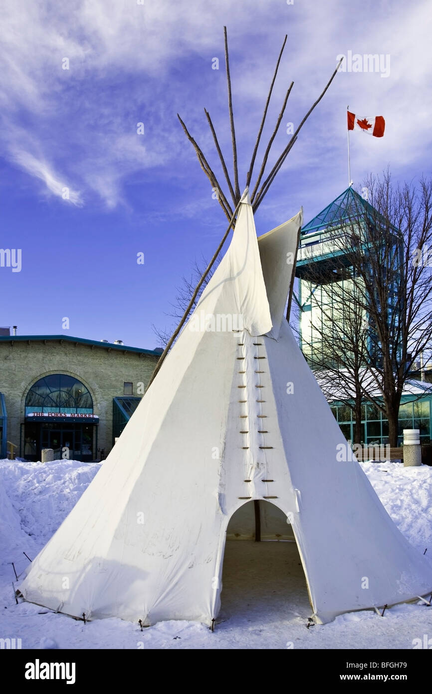 Tepee at The Forks, Winnipeg, Manitoba, Canada Stock Photo