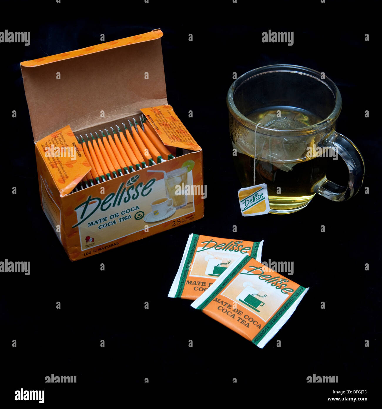 Delisse Mate De Coca tea, a traditional Peruvian herbal drink made with  coca leaves (Erythroxylum coca) containing cocaine Stock Photo - Alamy