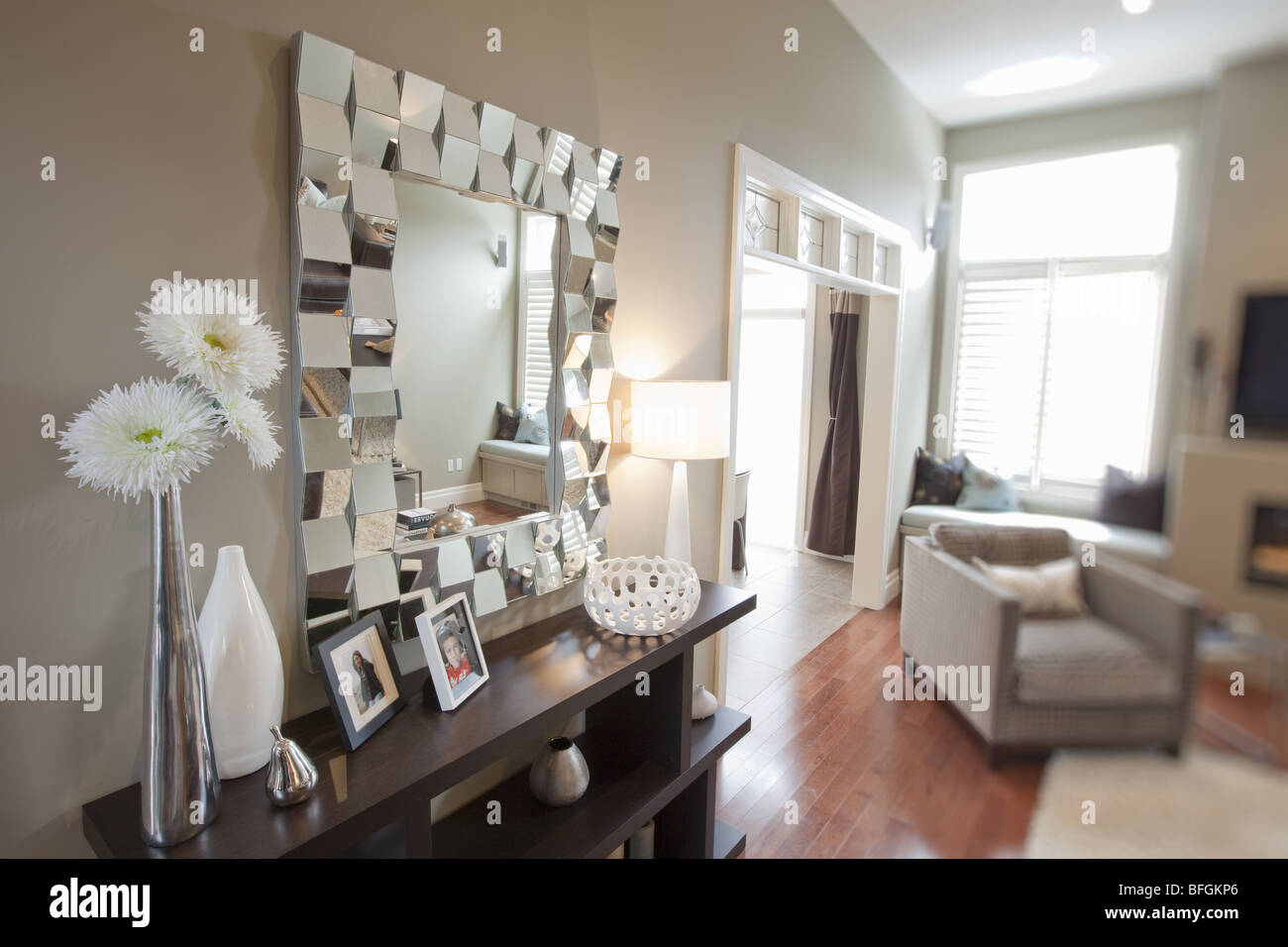 Mirror in a living room Stock Photo