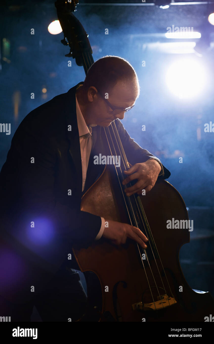 Double Bass Player in Jazz Club Stock Photo Alamy