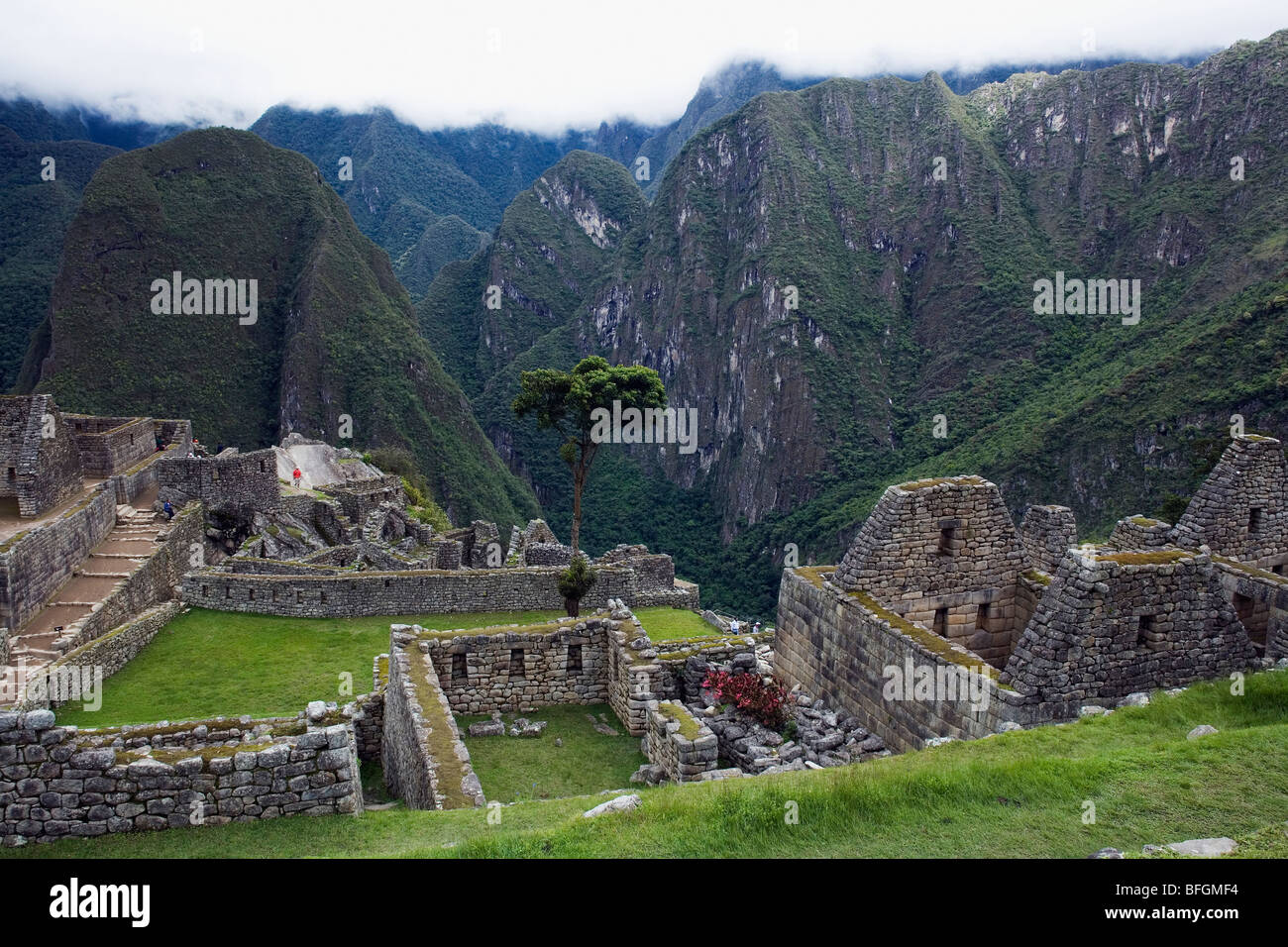 Residential sector, Inca's city of Machu Pichu, UNESCO site, Urubamba province, Peru Stock Photo