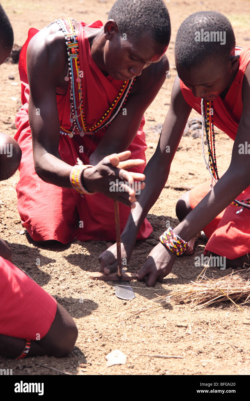Masai in Masai Mara, Kenya Stock Photo
