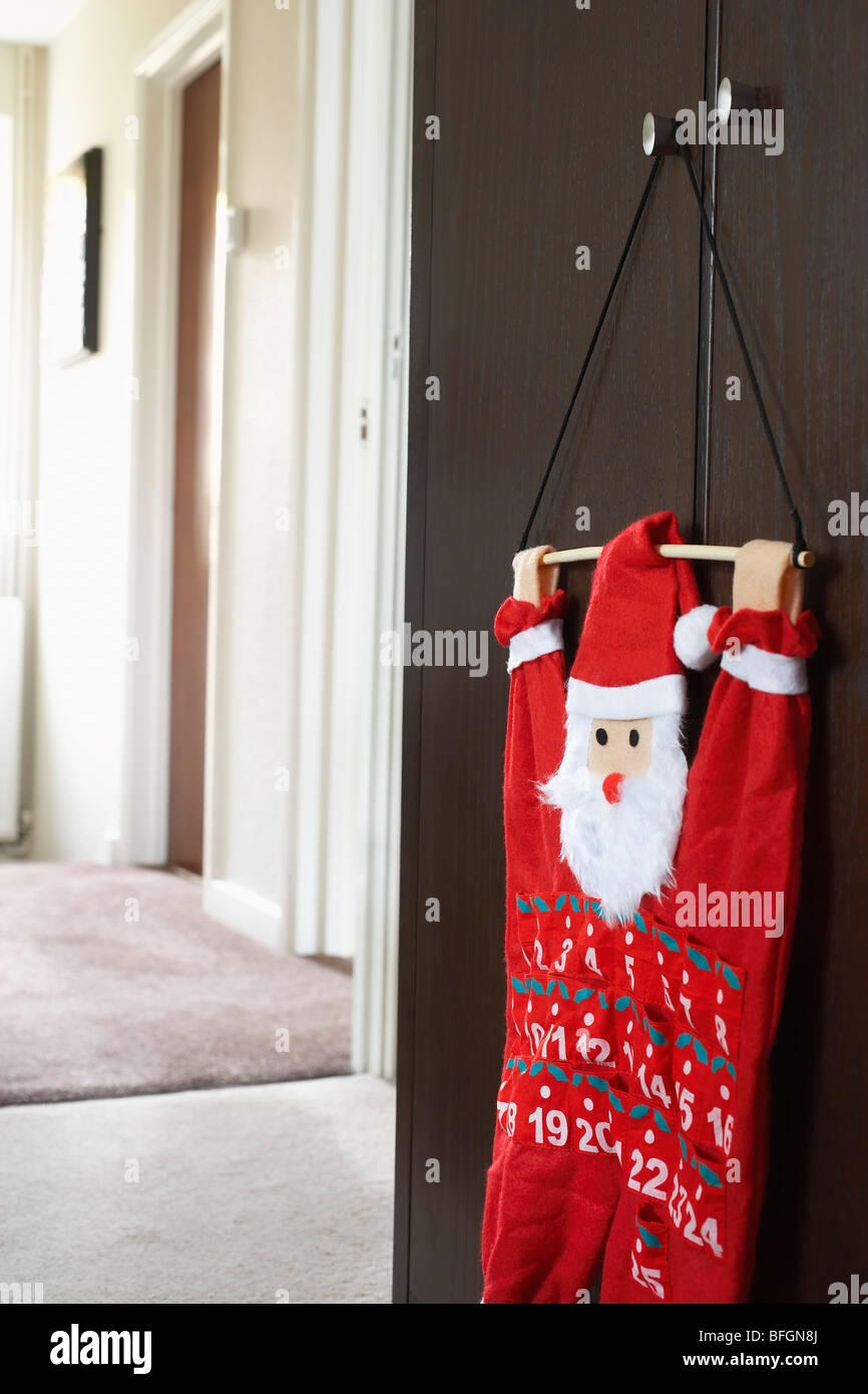 Santa Clause Calendar Hanging On Wardrobe Stock Photo 26798146