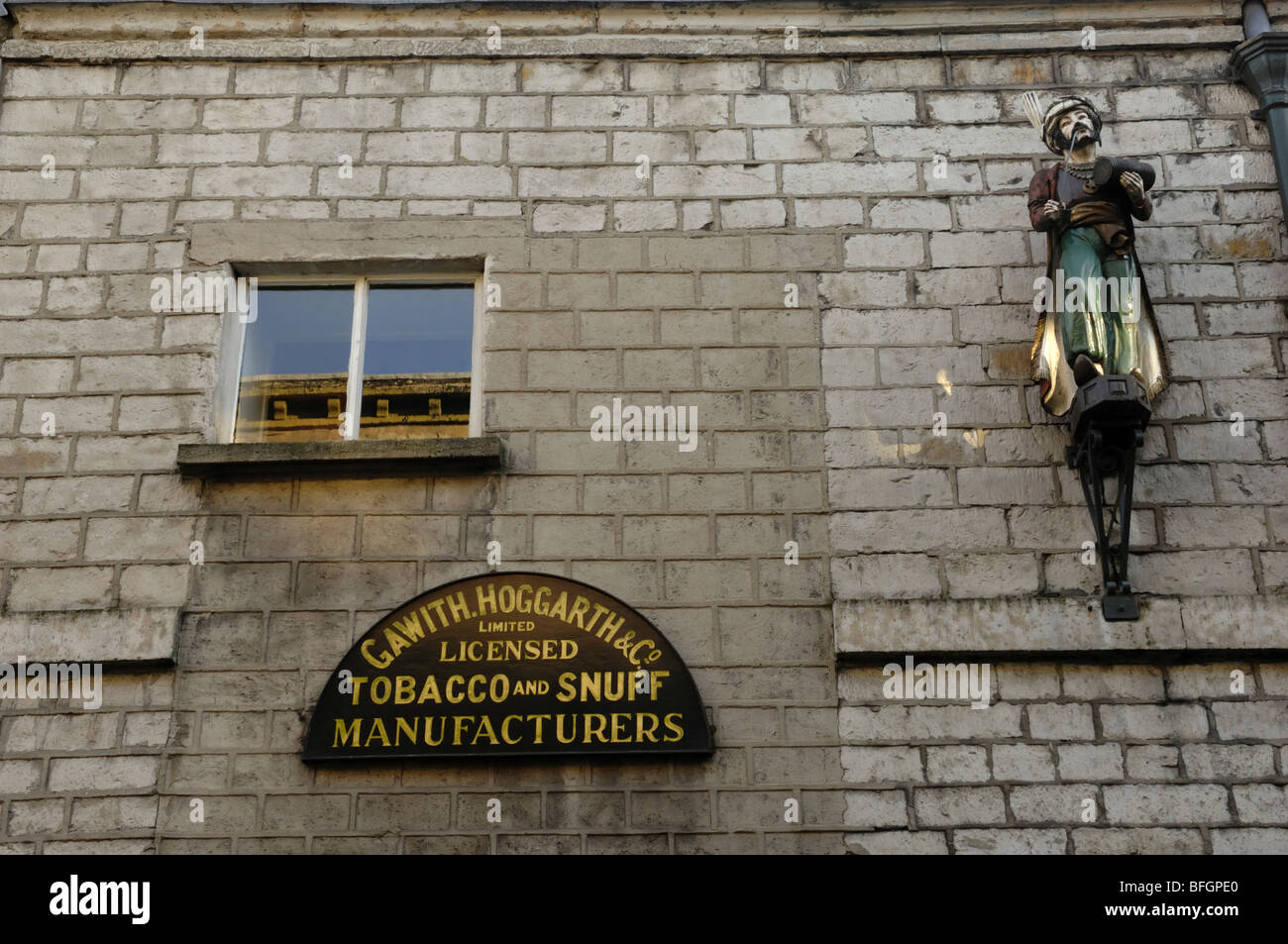 A traditional snuff companies signage in Kendal Cumbria in North West England on the edge of the Lake District. Stock Photo
