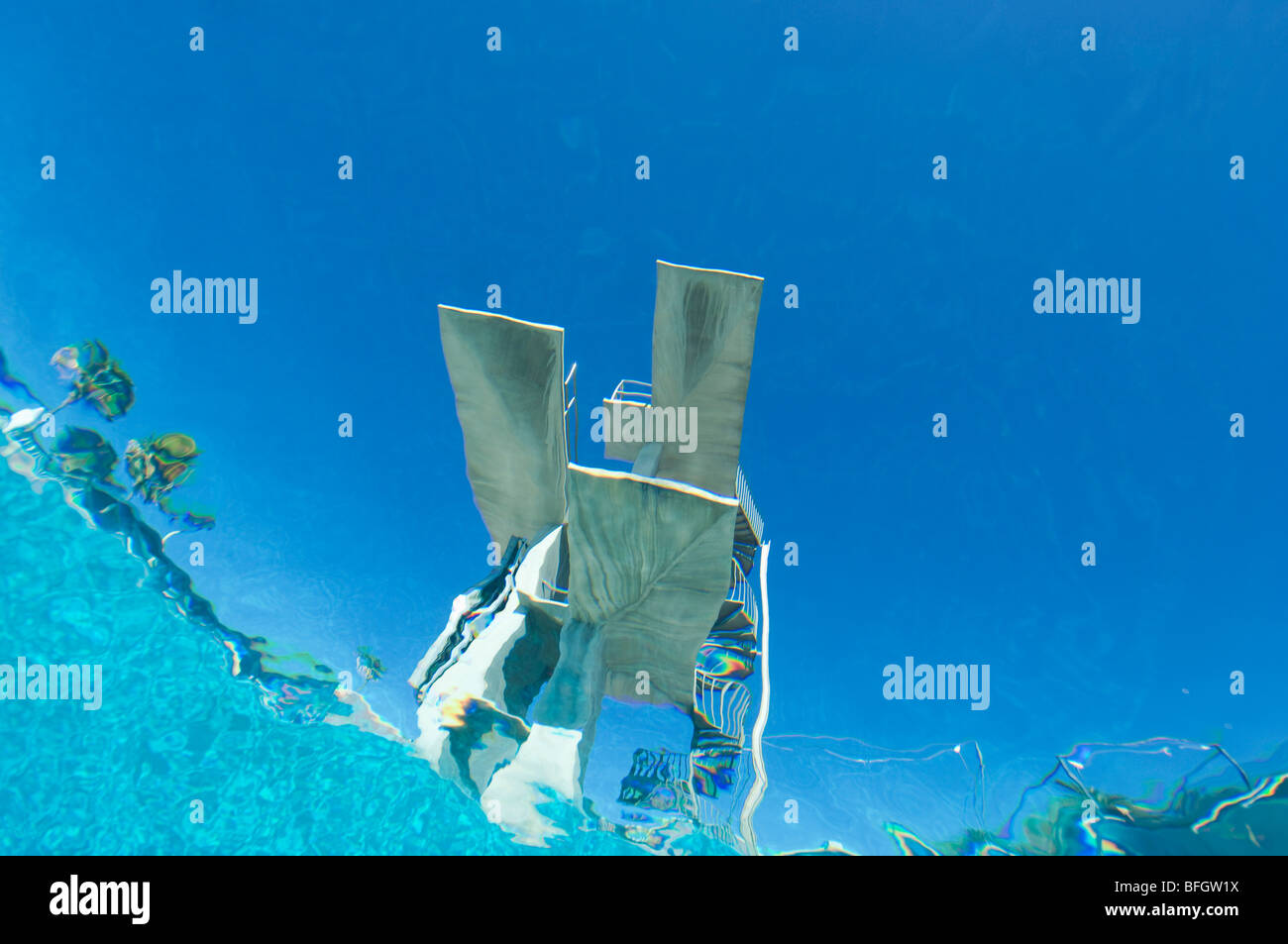 Diving board, underwater view Stock Photo Alamy
