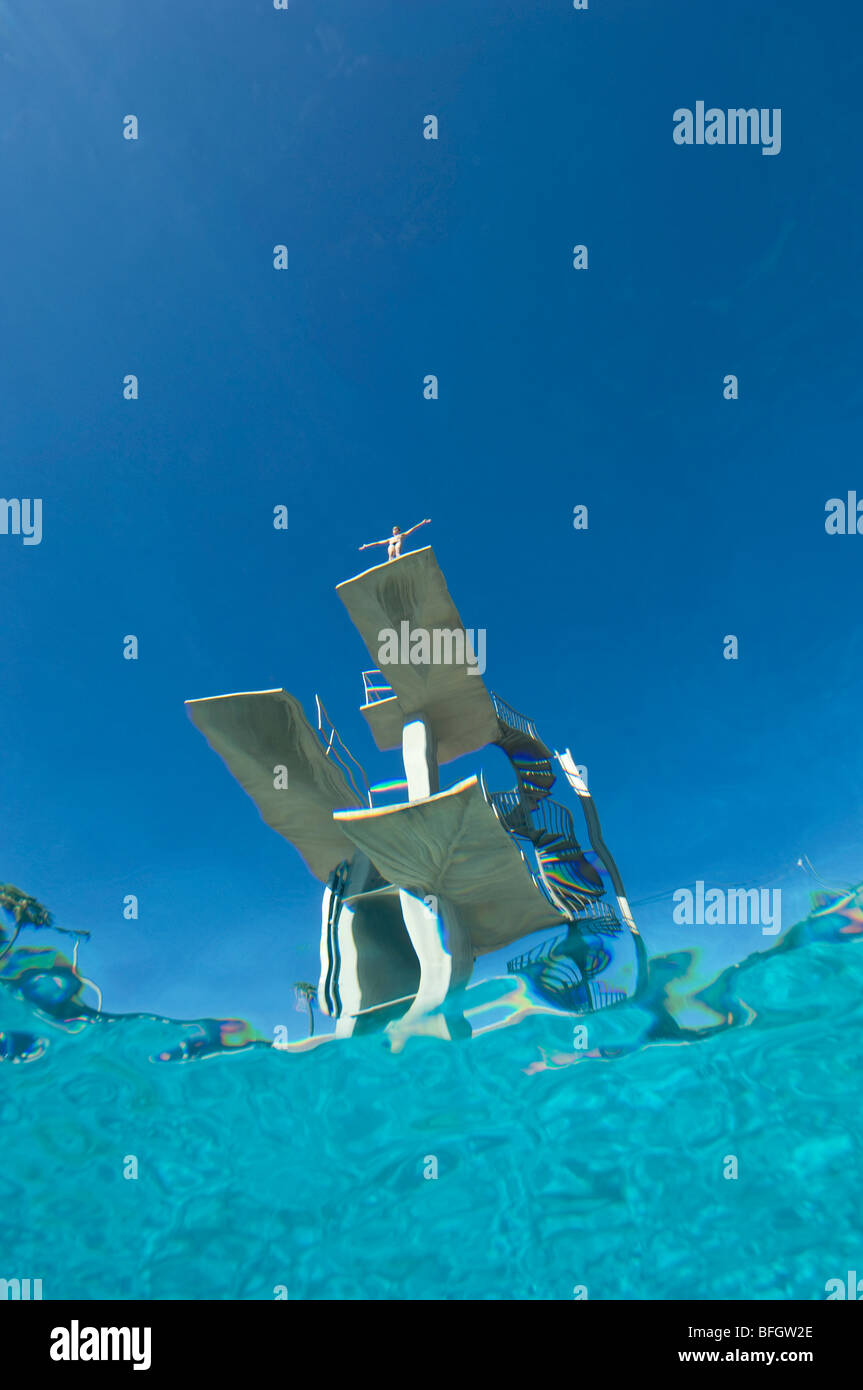 Diving board, underwater view Stock Photo Alamy