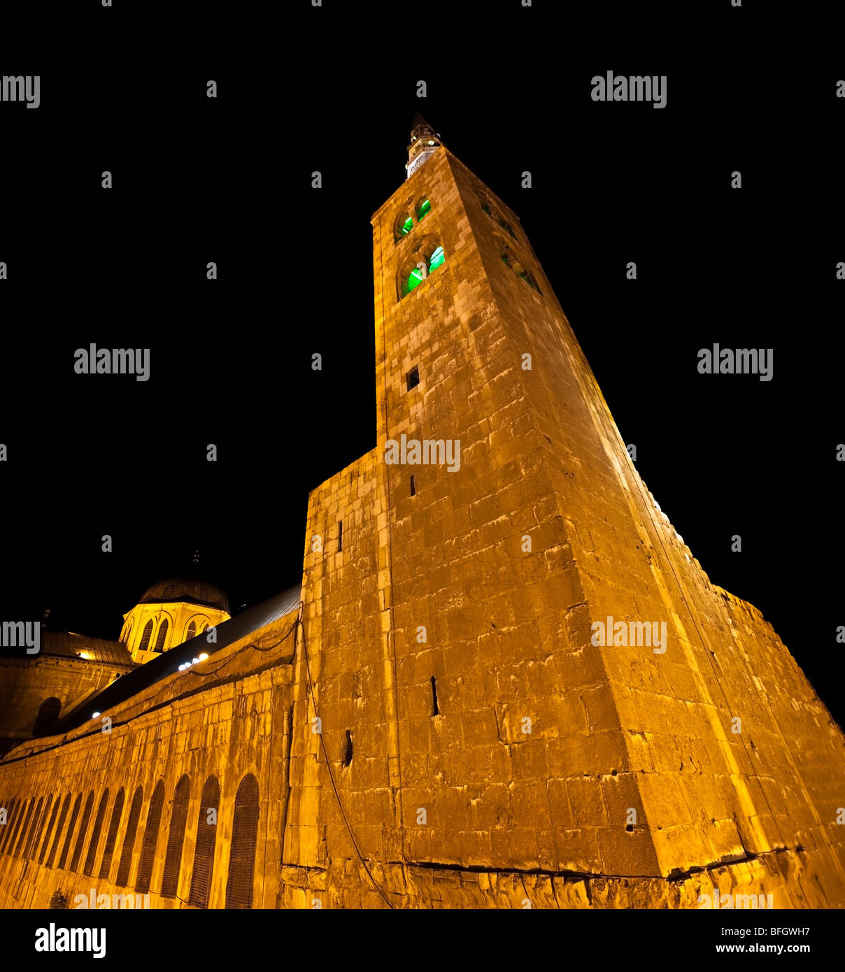 The Umayyad (Omayyad) Mosque tower in Damascus, Syria. Stock Photo