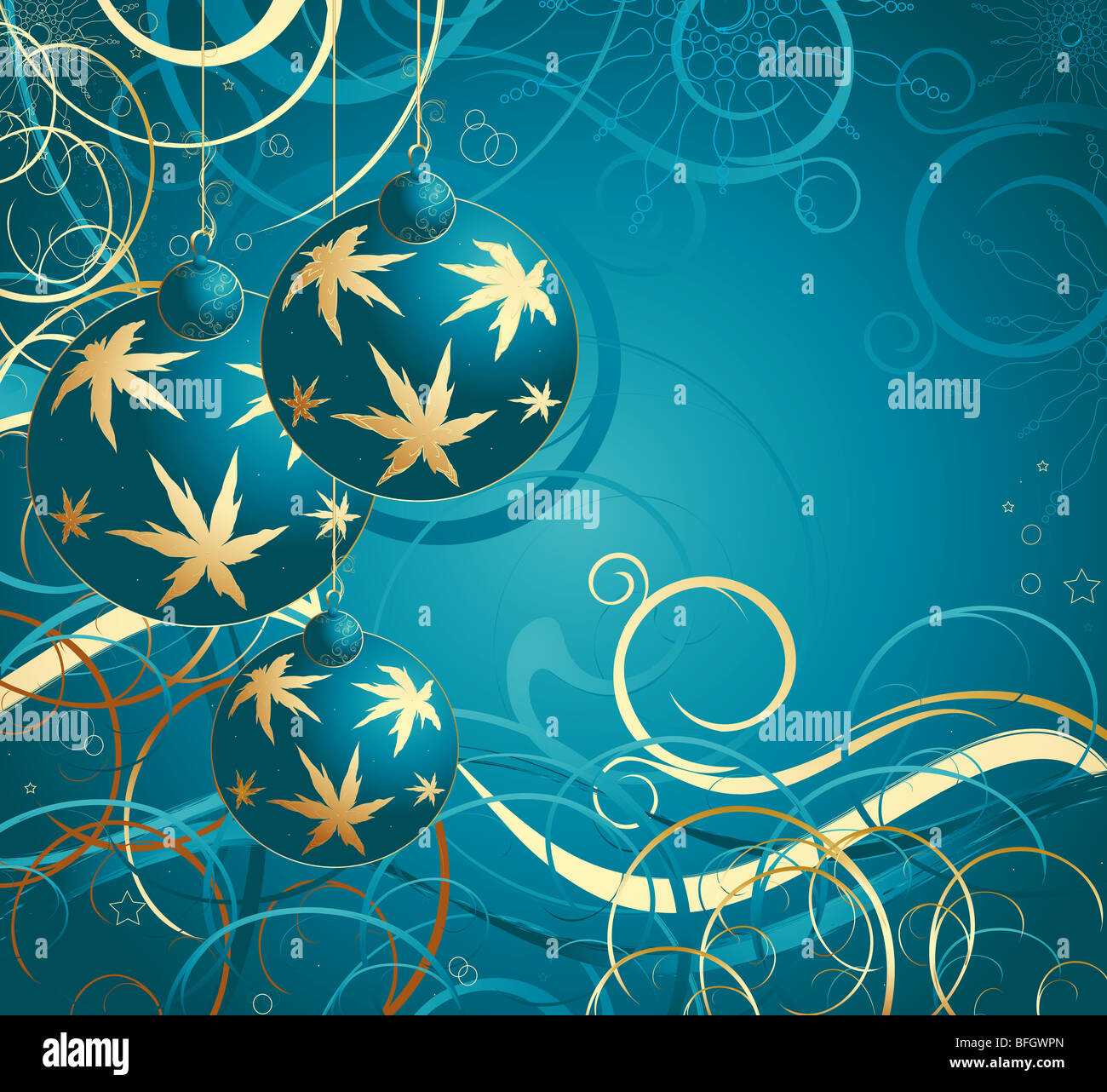 Christmas blue background with balls and snowflakes Stock Photo - Alamy