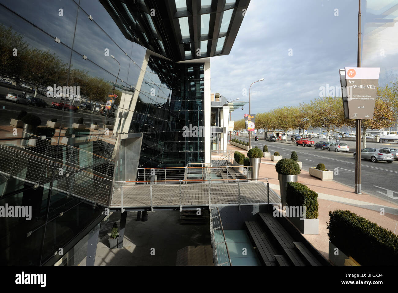 The entrance of the Kempinski Hotel in Geneva, Switzerland Stock Photo