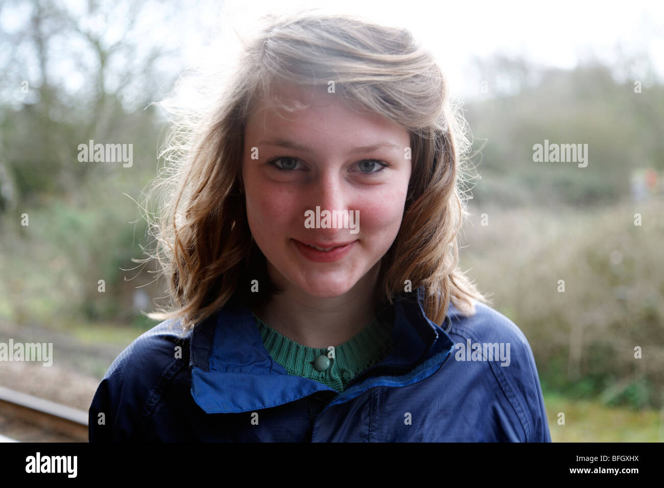 Portrait of teenage girl aged fifteen Stock Photo