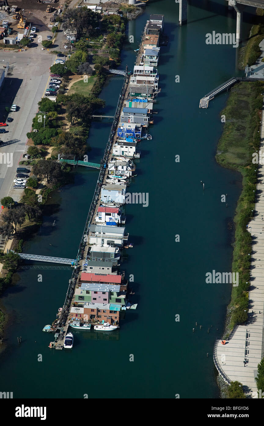 aerial view above house boats Mission Creek San Francisco California Stock Photo