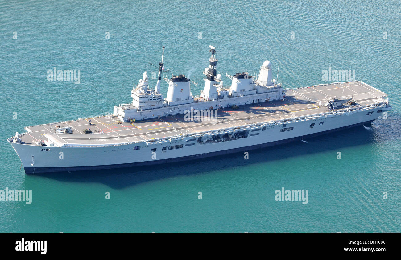 'HMS Ark Royal' aerial view of “aircraft carrier” 'HMS Ark Royal' 'Ark Royal' Stock Photo