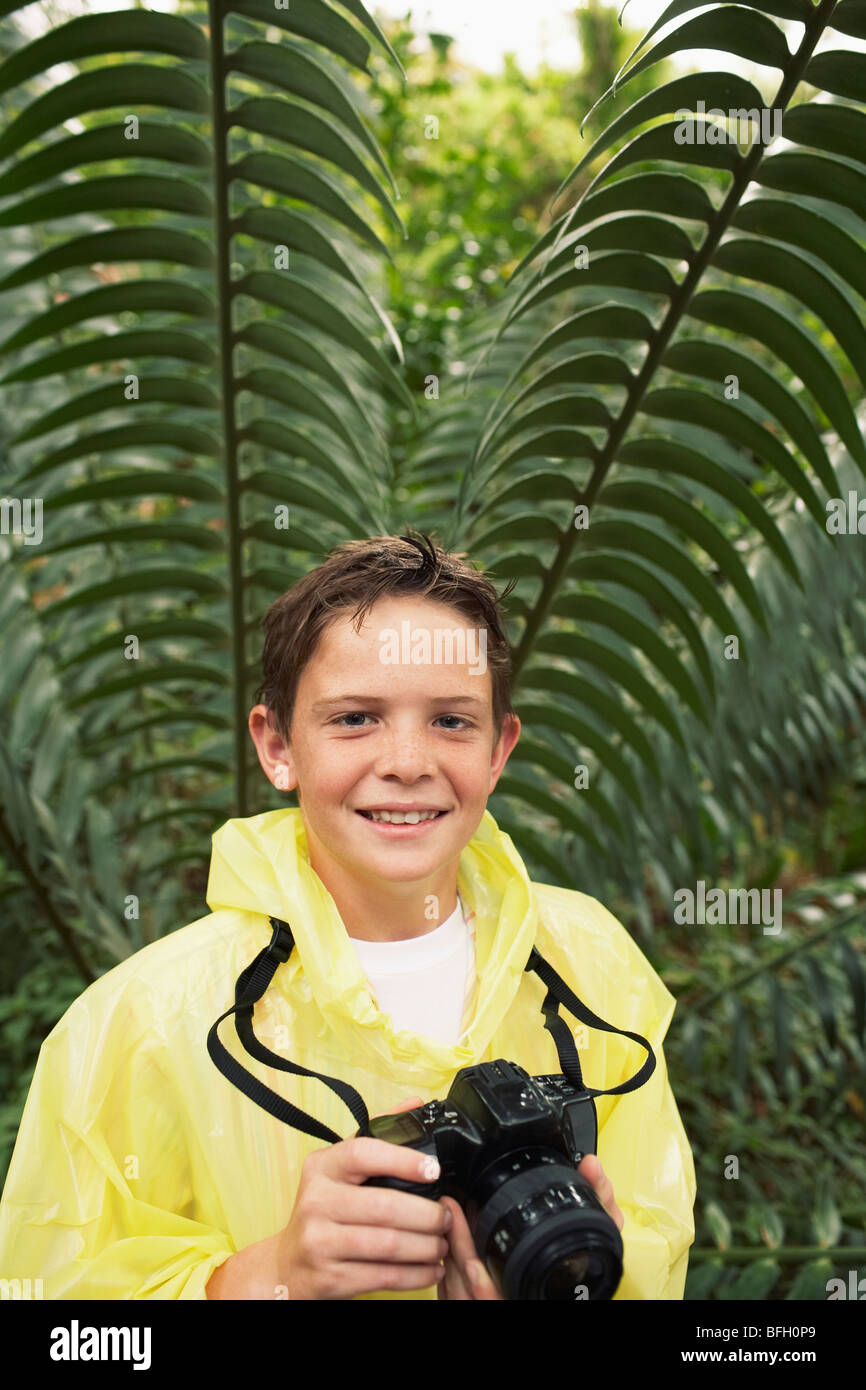 Boy with Camera Stock Photo