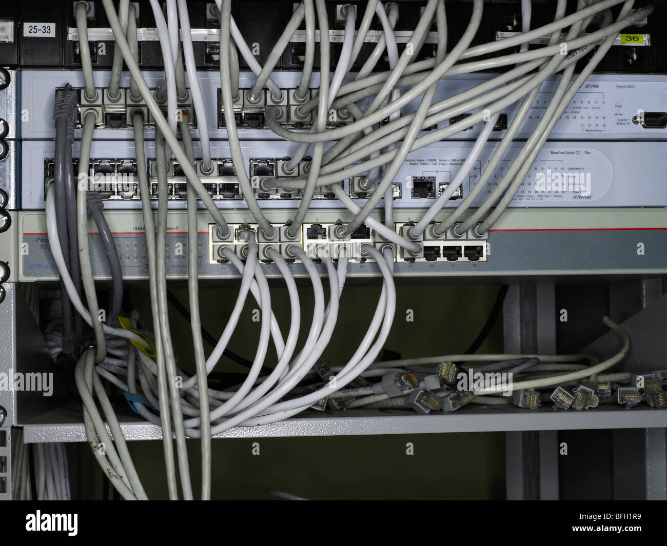Network cables connecting network switches Stock Photo Alamy